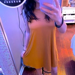 casual yellow spaghetti strap flowy dress